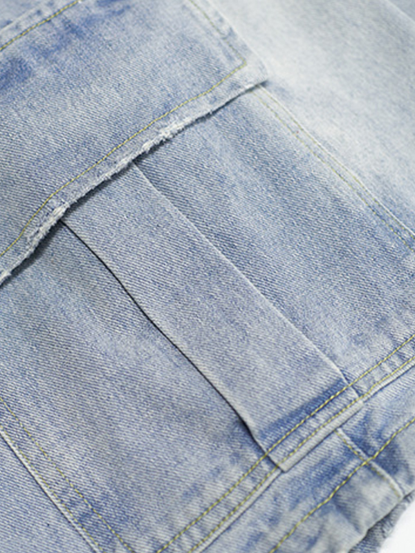 Lockere Shorts aus gewaschenem Denim mit großen Taschen für Herren-4
