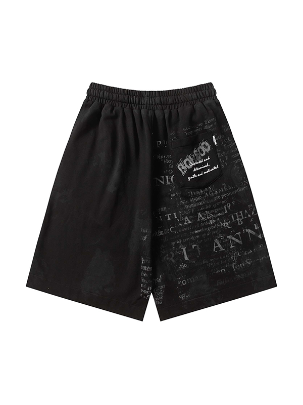 Lässige Shorts für Herren mit Graffiti-Buchstaben-Print-1