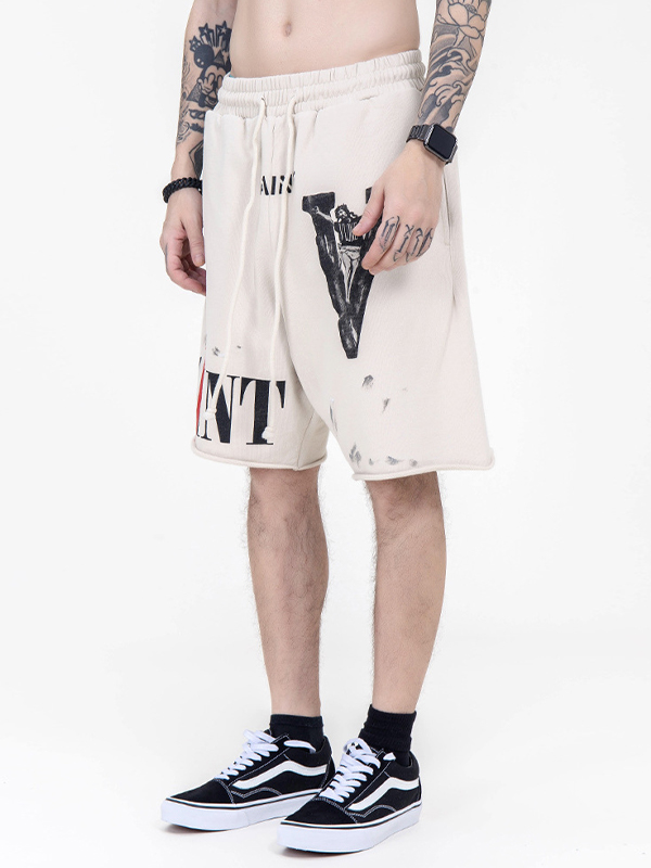 Lässige Sportshorts für Herren mit Buchstaben-Print-1