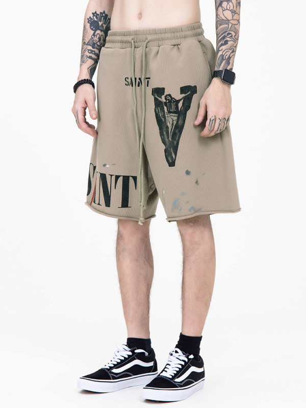 Lässige Sportshorts für Herren mit Buchstaben-Print-1