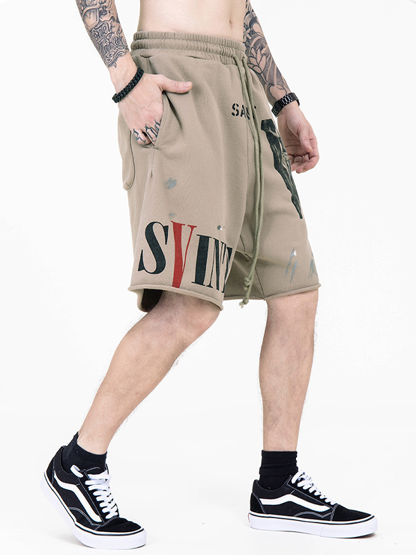 Lässige Sportshorts für Herren mit Buchstaben-Print-3