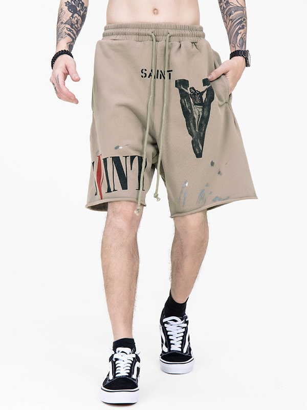 Lässige Sportshorts für Herren mit Buchstaben-Print-2