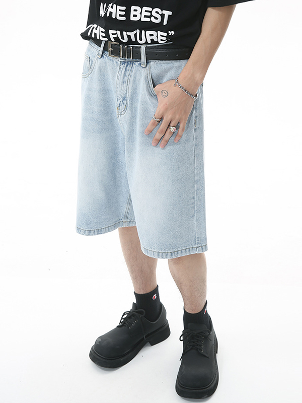 Lockere Retro-Jeansshorts im Used-Look für Herren-2