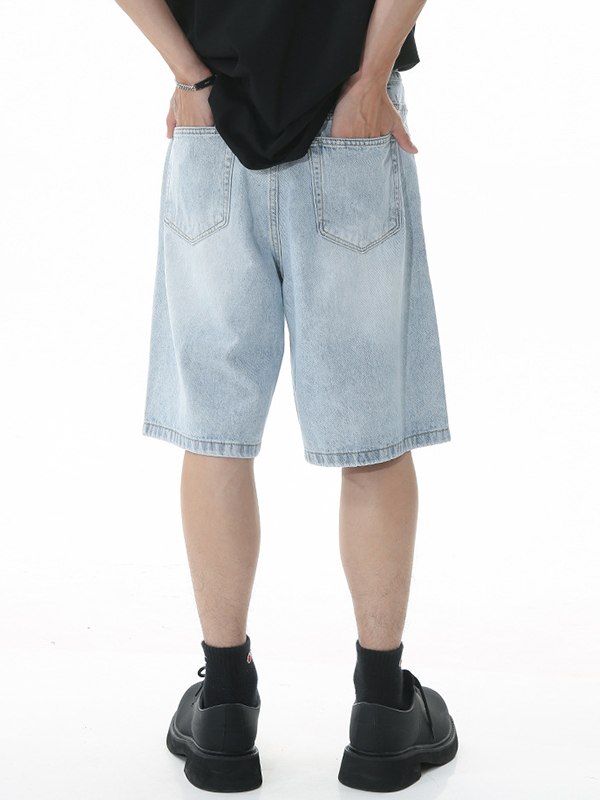 Lockere Retro-Jeansshorts im Used-Look für Herren-4