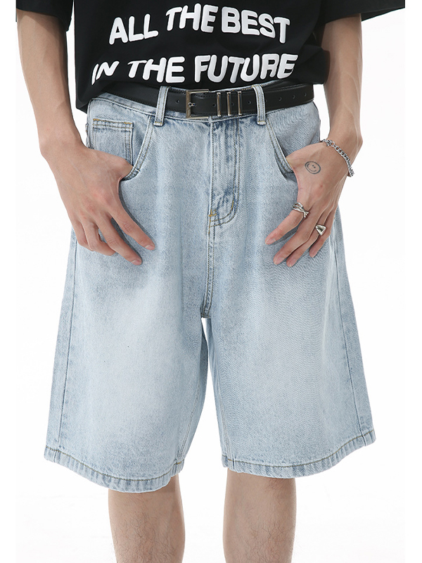 Lockere Retro-Jeansshorts im Used-Look für Herren-3