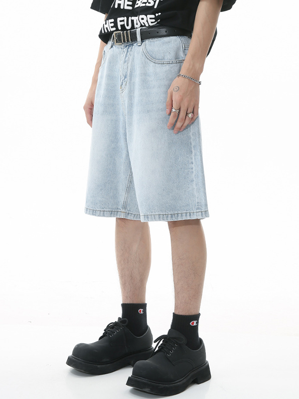 Lockere Retro-Jeansshorts im Used-Look für Herren-1