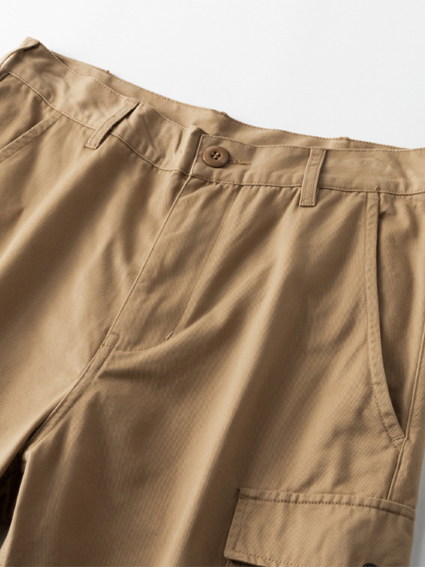Einfarbige, lockere Cargo-Shorts für Herren mit mehreren Taschen-2