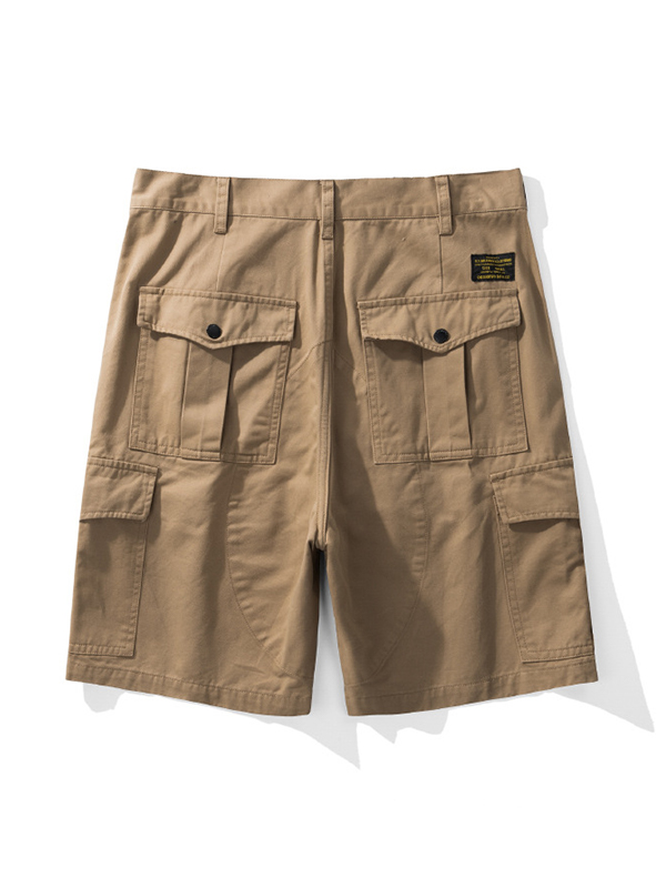 Einfarbige, lockere Cargo-Shorts für Herren mit mehreren Taschen-1