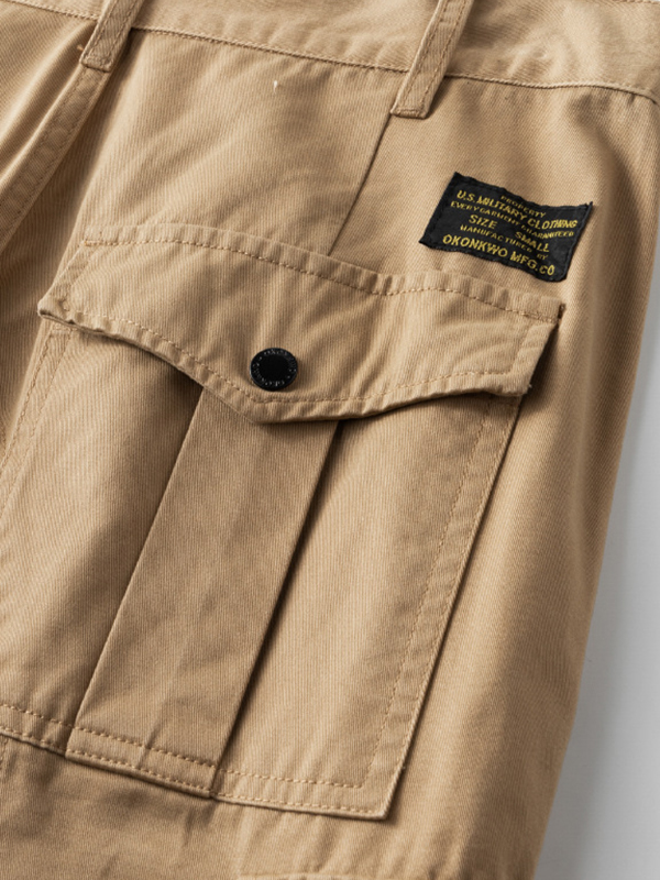 Einfarbige, lockere Cargo-Shorts für Herren mit mehreren Taschen-4