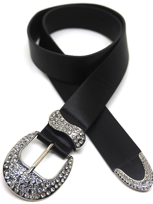 Vintage Strass personalisierter schwarzer Gürtel-3
