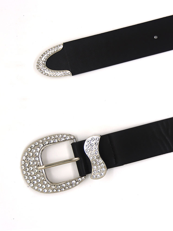 Vintage Strass personalisierter schwarzer Gürtel-1