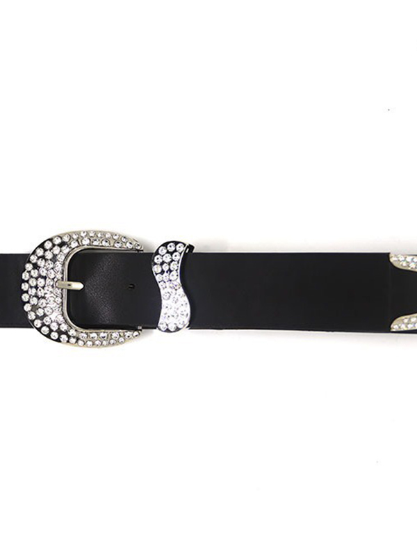 Vintage Strass personalisierter schwarzer Gürtel-2